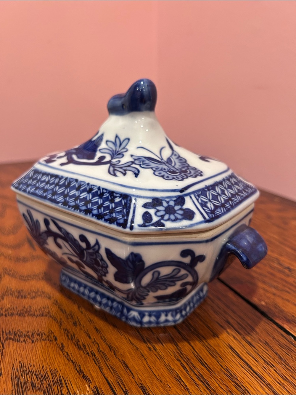 Three Hands Corp. Blue and White Porcelain Lidded Dish